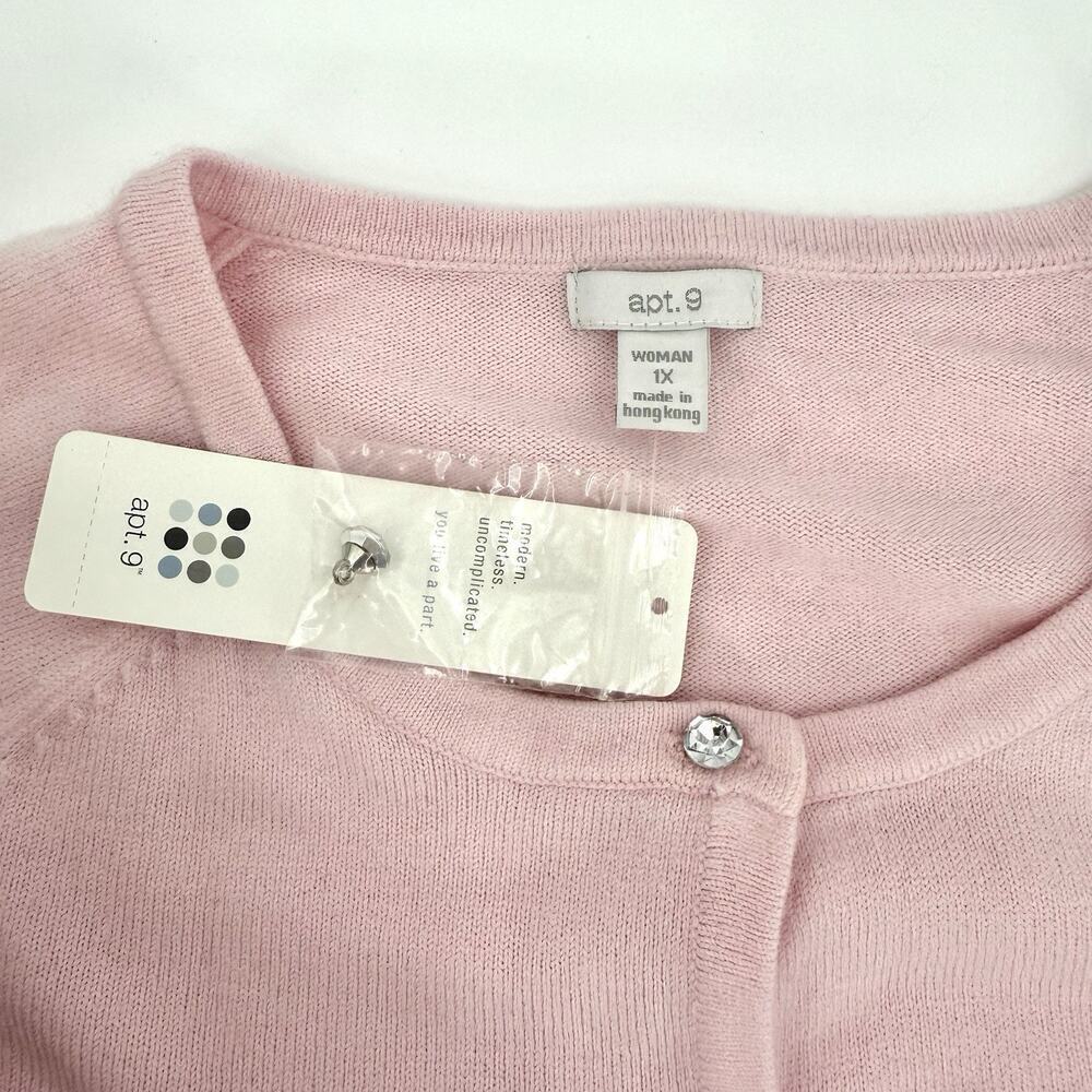 Apt. 9 Smoky Pink Long Sleeve Jewel Button Front Cardigan Womens Sweater Size 1X - Picture 4 of 10